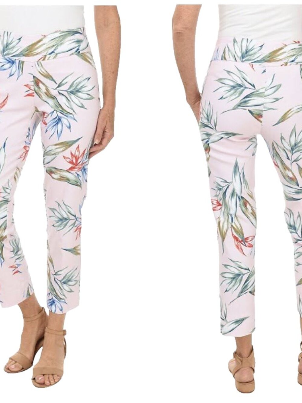 New Zac & Rachel Floral Print White Pull-On Pants Sz 12 - Picture 10 of 10